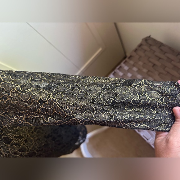 Gianna Bini black dress with a gold lace pattern- M - Picture 5 of 15